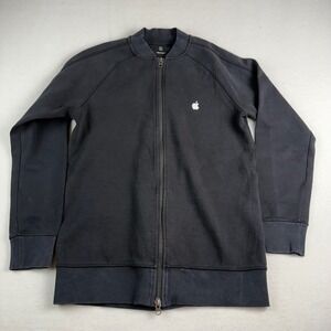Apple Zip‎ Up Bomber Jacket Black Men's Size Small Logo Embroidered